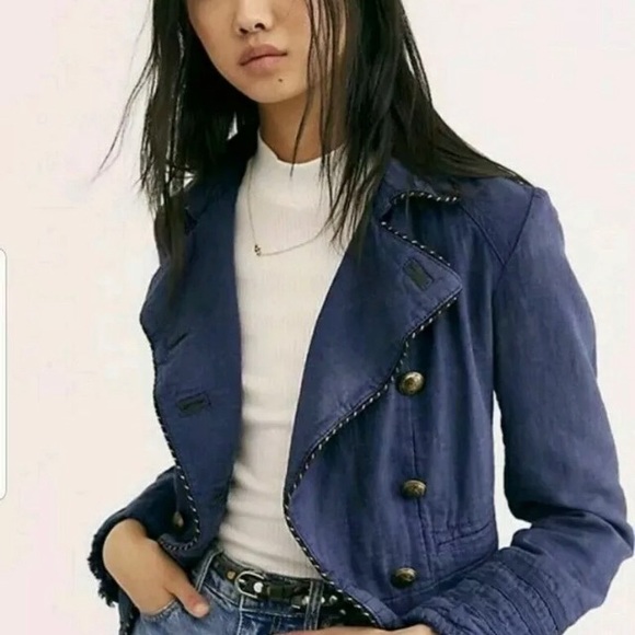 Free People Jackets & Blazers - NWT Free People Night Sky Military Cadet Jacket